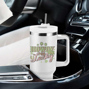 Funny St Patrick's Day Cowboy Cowgirl Tumbler With Handle Howdy Go Lucky Shamrock TS11 Print Your Wear