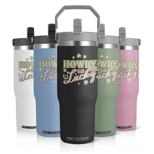 Funny St Patrick's Day Cowboy Cowgirl Flip Straw Tumbler Howdy Go Lucky Shamrock TS11 Print Your Wear