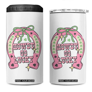 Funny St Patrick's Day Cowgirl Coquette 4 in 1 Can Cooler Tumbler Howdy Go Lucky Pink Horseshoe TS11 One Size: 16 oz White Print Your Wear