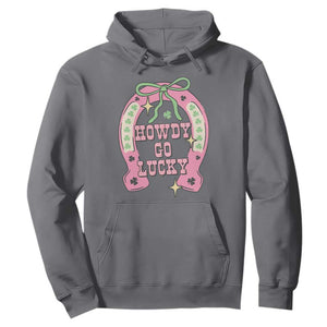 Funny St Patrick's Day Cowgirl Coquette Hoodie Howdy Go Lucky Pink Horseshoe TS11 Charcoal Print Your Wear