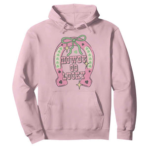 Funny St Patrick's Day Cowgirl Coquette Hoodie Howdy Go Lucky Pink Horseshoe TS11 Light Pink Print Your Wear