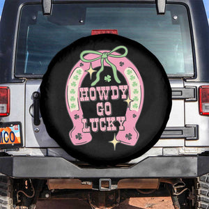 Funny St Patrick's Day Cowgirl Coquette Spare Tire Cover Howdy Go Lucky Pink Horseshoe TS11 No hole Black Print Your Wear