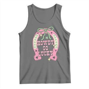 Funny St Patrick's Day Cowgirl Coquette Tank Top Howdy Go Lucky Pink Horseshoe TS11 Black Heather Print Your Wear
