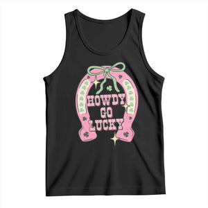 Funny St Patrick's Day Cowgirl Coquette Tank Top Howdy Go Lucky Pink Horseshoe TS11 Black Print Your Wear