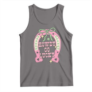 Funny St Patrick's Day Cowgirl Coquette Tank Top Howdy Go Lucky Pink Horseshoe TS11 Deep Heather Print Your Wear