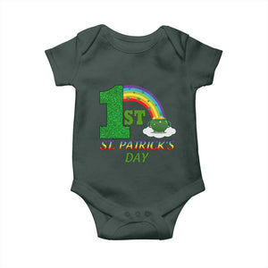 Funny First 1st St Patrick's Day Baby Onesie Shamrock Rainbow Glitter Print TS11 Print Your Wear
