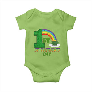 Funny First 1st St Patrick's Day Baby Onesie Shamrock Rainbow Glitter Print TS11 Lime Print Your Wear