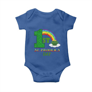 Funny First 1st St Patrick's Day Baby Onesie Shamrock Rainbow Glitter Print TS11 Royal Blue Print Your Wear