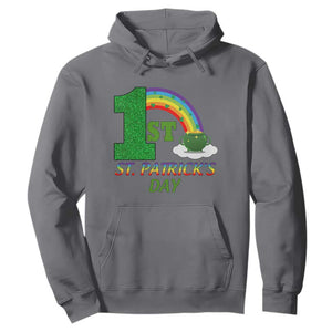 Funny First 1st St Patrick's Day Hoodie Shamrock Rainbow Glitter Print TS11 Charcoal Print Your Wear