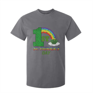 Funny First 1st St Patrick's Day T Shirt For Kid Shamrock Rainbow Glitter Print TS11 Charcoal Print Your Wear