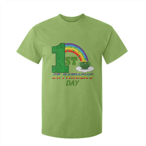 Funny First 1st St Patrick's Day T Shirt For Kid Shamrock Rainbow Glitter Print TS11 Lime Print Your Wear