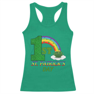Funny First 1st St Patrick's Day Racerback Tank Top Shamrock Rainbow Glitter Print TS11 Irish Green Print Your Wear