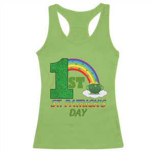 Funny First 1st St Patrick's Day Racerback Tank Top Shamrock Rainbow Glitter Print TS11 Lime Print Your Wear