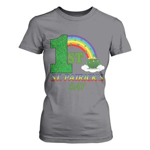 Funny First 1st St Patrick's Day T Shirt For Women Shamrock Rainbow Glitter Print TS11 Charcoal Print Your Wear