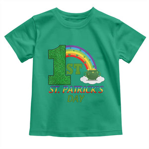 Funny First 1st St Patrick's Day Toddler T Shirt Shamrock Rainbow Glitter Print TS11 Irish Green Print Your Wear