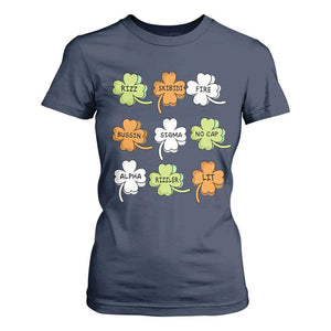 Funny Skibidi Rizz St Patrick's Day T Shirt For Women Shamrock Clover Candy Rizzler Meme TS11 Navy Print Your Wear