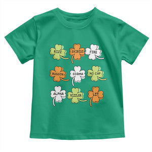 Funny Skibidi Rizz St Patrick's Day Toddler T Shirt Shamrock Clover Candy Rizzler Meme TS11 Irish Green Print Your Wear