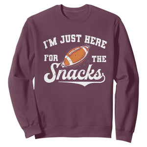 Funny American Football I'm Just Here For The Snacks Sweatshirt Vintage Star TS11 Maroon Print Your Wear