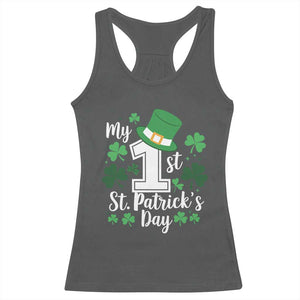 Funny My 1st St Patrick's Day Racerback Tank Top Shamrock TS11 Dark Heather Print Your Wear