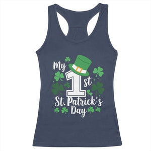 Funny My 1st St Patrick's Day Racerback Tank Top Shamrock TS11 Navy Print Your Wear