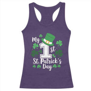 Funny My 1st St Patrick's Day Racerback Tank Top Shamrock TS11 Purple Print Your Wear