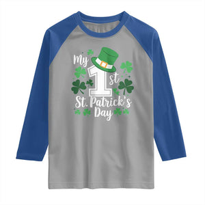 Funny My 1st St Patrick's Day Raglan Shirt Shamrock TS11 Sport Gray Royal Print Your Wear