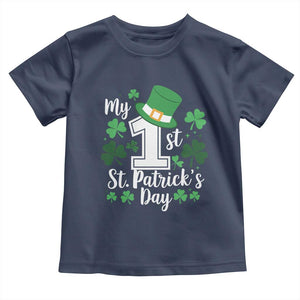 Funny My 1st St Patrick's Day Toddler T Shirt Shamrock TS11 Navy Print Your Wear