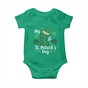 Funny My 1st St Patrick's Day Baby Onesie Shamrock Glitter Print TS11 Irish Green Print Your Wear