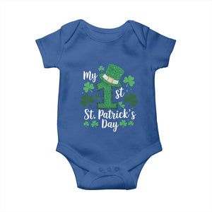 Funny My 1st St Patrick's Day Baby Onesie Shamrock Glitter Print TS11 Royal Blue Print Your Wear