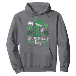 Funny My 1st St Patrick's Day Hoodie Shamrock Glitter Print TS11 Charcoal Print Your Wear