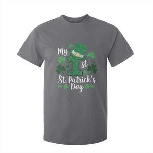 Funny My 1st St Patrick's Day T Shirt For Kid Shamrock Glitter Print TS11 Charcoal Print Your Wear