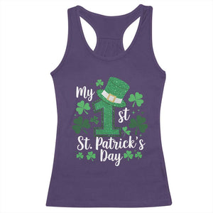 Funny My 1st St Patrick's Day Racerback Tank Top Shamrock Glitter Print TS11 Purple Print Your Wear