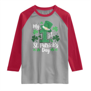 Funny My 1st St Patrick's Day Raglan Shirt Shamrock Glitter Print TS11 Sport Gray Red Print Your Wear