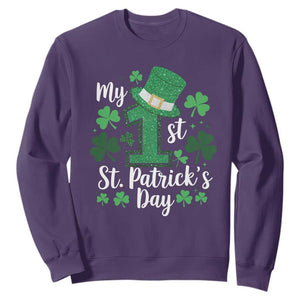 Funny My 1st St Patrick's Day Sweatshirt Shamrock Glitter Print TS11 Purple Print Your Wear