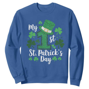 Funny My 1st St Patrick's Day Sweatshirt Shamrock Glitter Print TS11 Royal Blue Print Your Wear