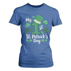 Funny My 1st St Patrick's Day T Shirt For Women Shamrock Glitter Print TS11 Royal Blue Print Your Wear