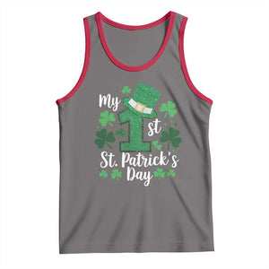 Funny My 1st St Patrick's Day Tank Top Shamrock Glitter Print TS11 Deep Heather Red Print Your Wear