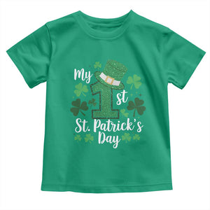 Funny My 1st St Patrick's Day Toddler T Shirt Shamrock Glitter Print TS11 Irish Green Print Your Wear