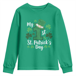Funny My 1st St Patrick's Day Youth Sweatshirt Shamrock Glitter Print TS11 Irish Green Print Your Wear