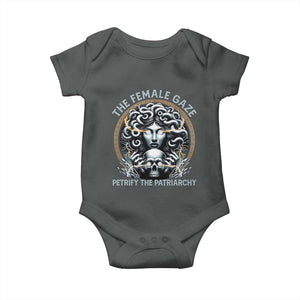 The Female Gaze Petrify The Patriarchy Baby Onesie Feminist TS11 Dark Heather Print Your Wear