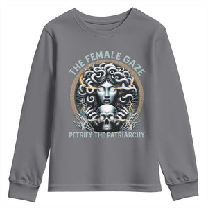 The Female Gaze Petrify The Patriarchy Youth Sweatshirt Feminist TS11 Charcoal Print Your Wear