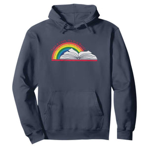 Take A Look It's In A Book Hoodie Reader Lover Librarian Rainbow TS11 Navy Print Your Wear