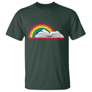 Take A Look It's In A Book T Shirt Reader Lover Librarian Rainbow TS11 Dark Forest Green Print Your Wear