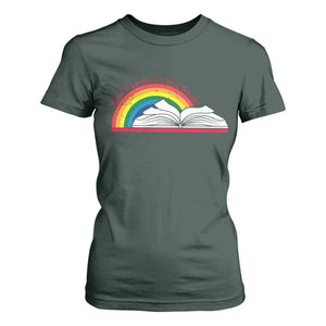 Take A Look It's In A Book T Shirt For Women Reader Lover Librarian Rainbow TS11 Dark Forest Green Print Your Wear