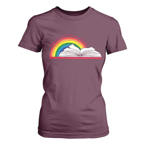 Take A Look It's In A Book T Shirt For Women Reader Lover Librarian Rainbow TS11 Maroon Print Your Wear