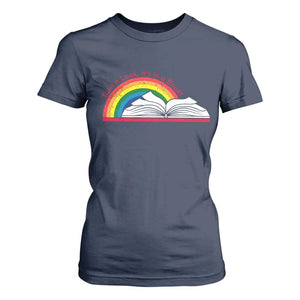 Take A Look It's In A Book T Shirt For Women Reader Lover Librarian Rainbow TS11 Navy Print Your Wear