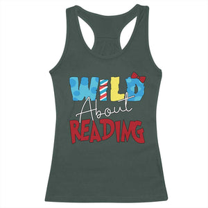 Funny Wild About Reading Racerback Tank Top Reader Lover Librarian TS11 Dark Forest Green Print Your Wear