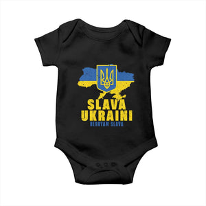 Slava Ukraini Heroyam Slava Baby Onesie Vintage Ukrainian Flag TS11 Black Print Your Wear