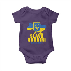 Slava Ukraini Heroyam Slava Baby Onesie Vintage Ukrainian Flag TS11 Purple Print Your Wear