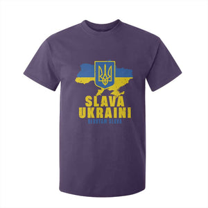 Slava Ukraini Heroyam Slava T Shirt For Kid Vintage Ukrainian Flag TS11 Purple Print Your Wear